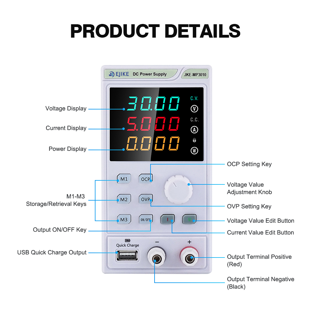 EJIKE DC Power Supply 300W Pro - Programmable Dc Power Supply 60V 10A recension och pris